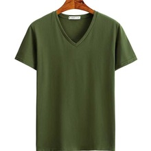 Mens Vneck TShirts Solid Color Man Tees男t恤футболк