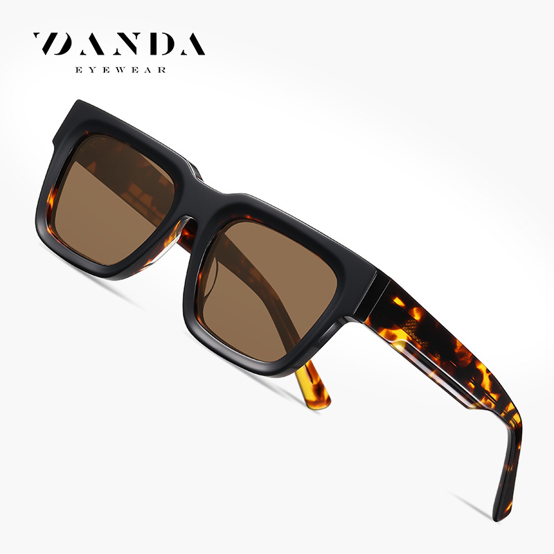 Gafas de sol polarizadas de marco cuadrado retro de moda europea y americana Gafas de sol de hoja de pierna ancha de comercio exterior transfronterizo Gafas de sol de protección solar S32106