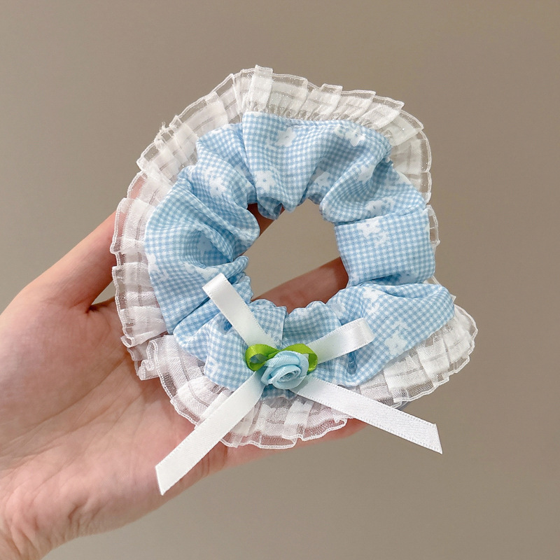 Coreano super grande encaje intestino anillo de cabello para mujeres de alta calidad elástica correa de goma duradera toallas cuadradas para cabello