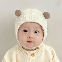 ベビー帽子秋冬モデル超萌え宝宝包頭帽新生児かわいい耳保護帽冬保温パイル帽潮