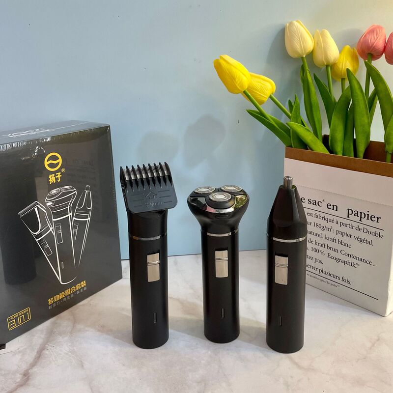 Cross-Border Three-In-One Shaver, Rechargeable, Multifunctional, Three-Head Floating Razor for Hair and Nose Hair Trimming, Foreign Trade E-Commerce English Version