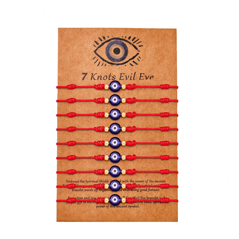 Evil Eye Bracelet Unisex Black and Red Rope Braided Gold Bead Bracelet Red Rope Devil's Eye Bracelet