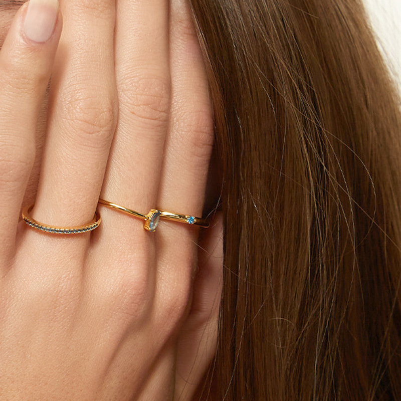 Fashion Geometric Copper Inlaid Zircon Rings