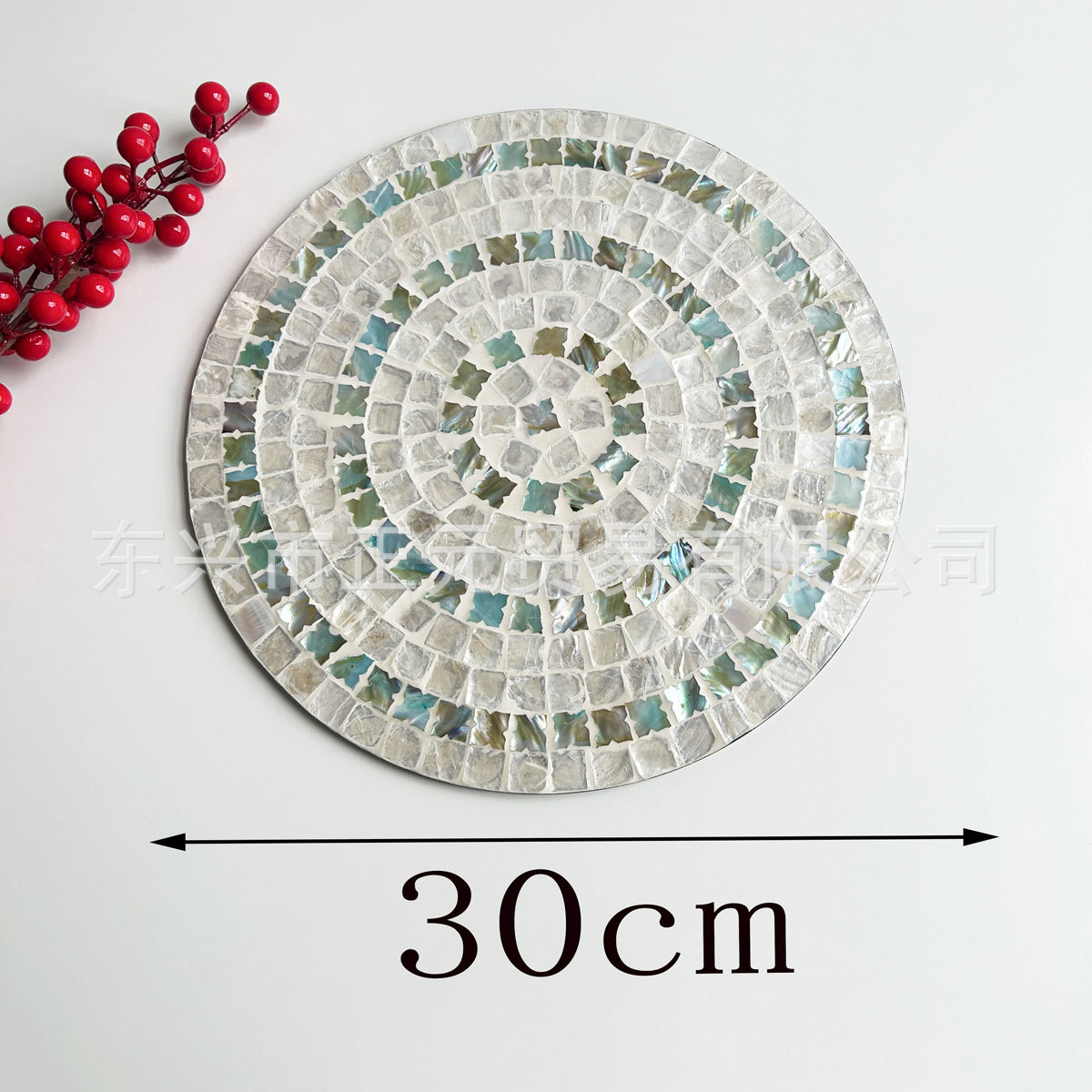 블루 서클 플라워 쉘 플레이스매트 30cm
