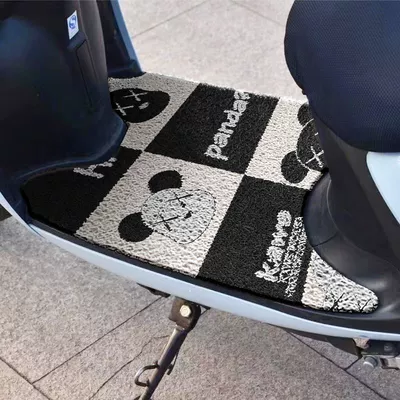 waterproof dust removal non-slip electric car, Electric vehicle foot mat - 217-black-and-white-checkered-doll-width-50xlength-70cm