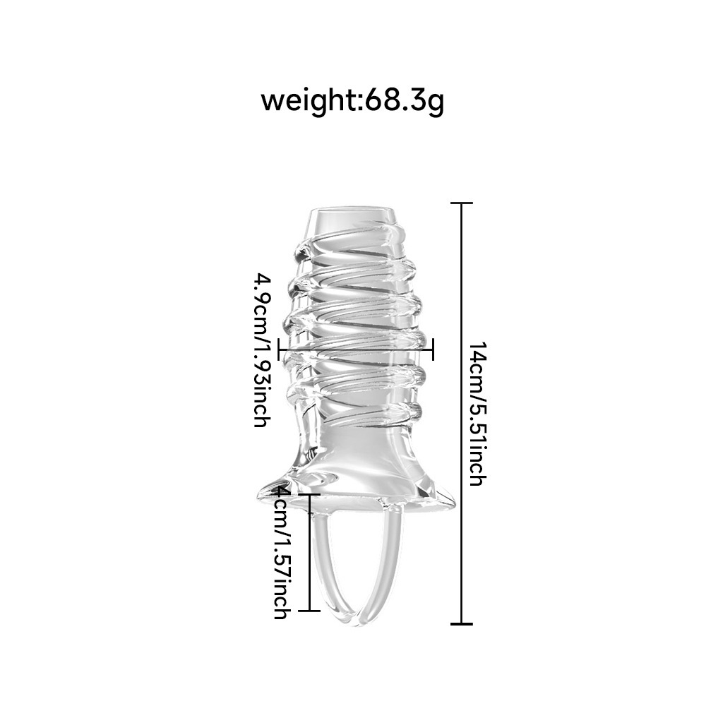 Transparent Wolf-Tooth Textured Condom Sleeve, TPE Manual Adult Intimacy Accessory — detail image 2
