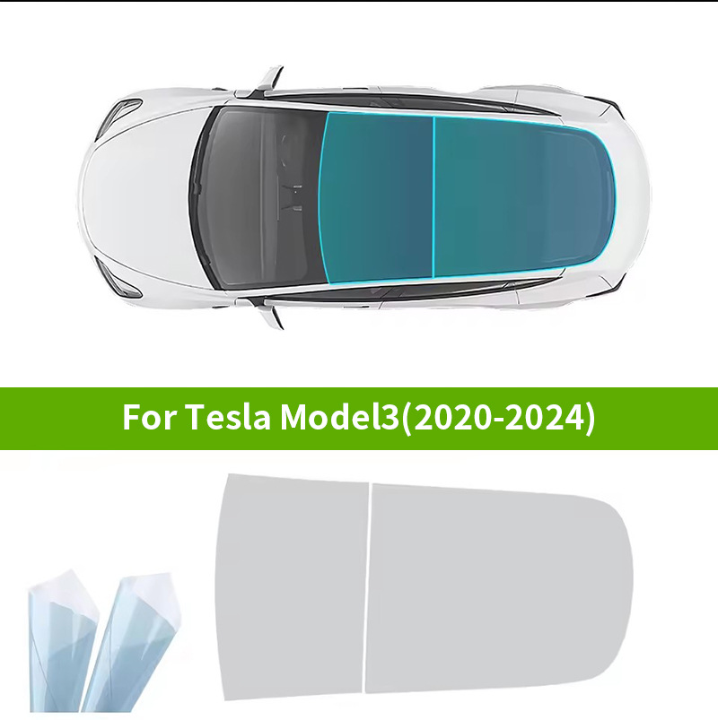 Cross-Border Exclusive Supply for 2020-2024 Model 3 Pre-Cut Tpu Sunroof Black Crystal Ice Armor Heat Insulation Film