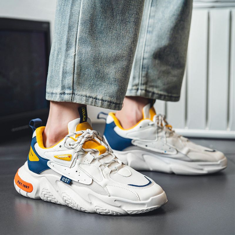 Popular Men's Shoes Spring New Trendy Versatile Mesh Sports Running Shoes Autumn and Winter Thick-Soled Casual Height-Increasing Dad Shoes