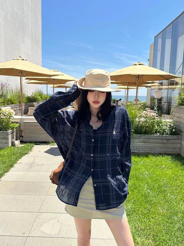 藏蓝色亚麻格子衬衫单穿或者叠穿打底都OK 亚麻混纺材质特别亲肤|undefined