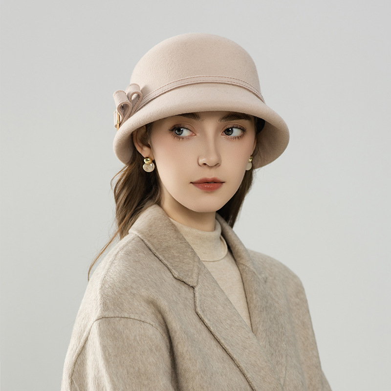 Mũ len beanie nữ phong cách Hepburn, chất liệu len pha, kiểu dáng thanh lịch thu đông — màu be