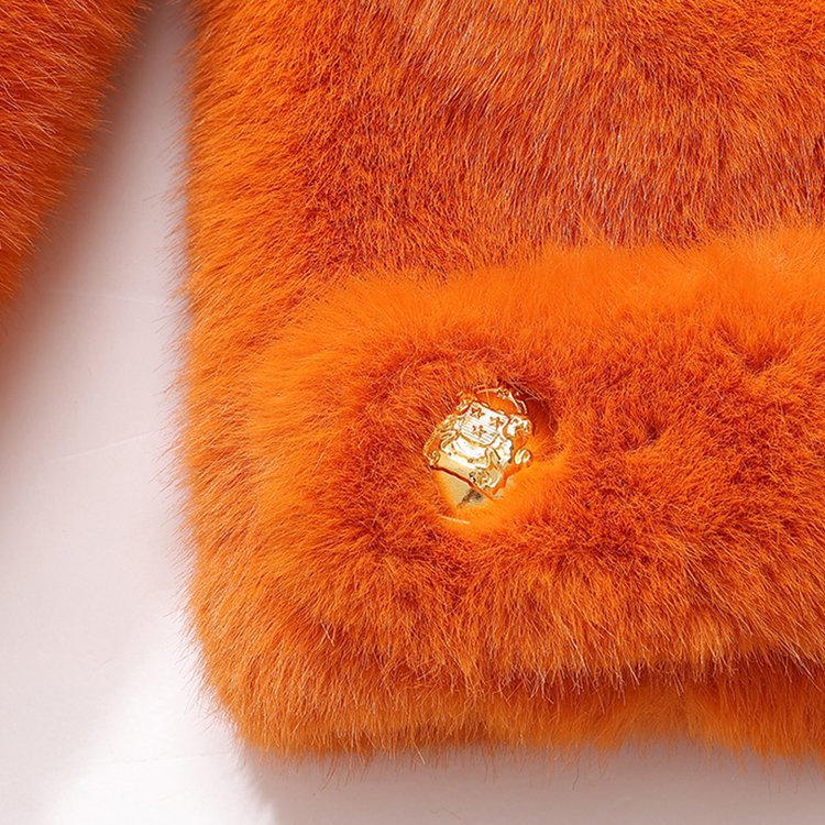 Giacca corta in pelliccia da donna, alla moda e versatile, in velluto di visone con fibbia a impiombatura_voghion.com