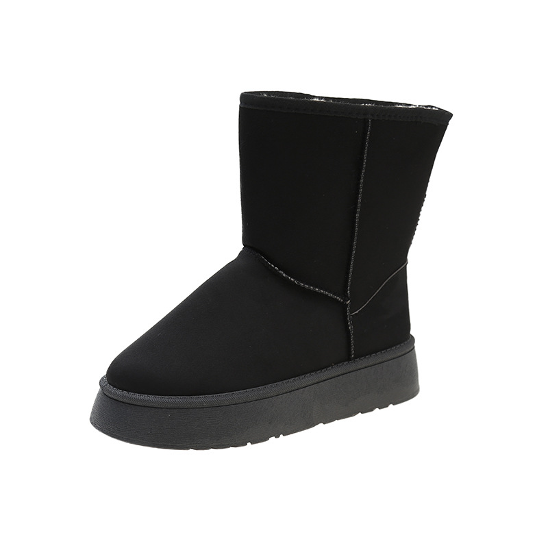 Scarpe da donna Stivali da neve a tubo medio Stivali da neve caldi a tubo alto Suola spessa Suola alta Classiche semplici Scarpe in cotone_voghion.com