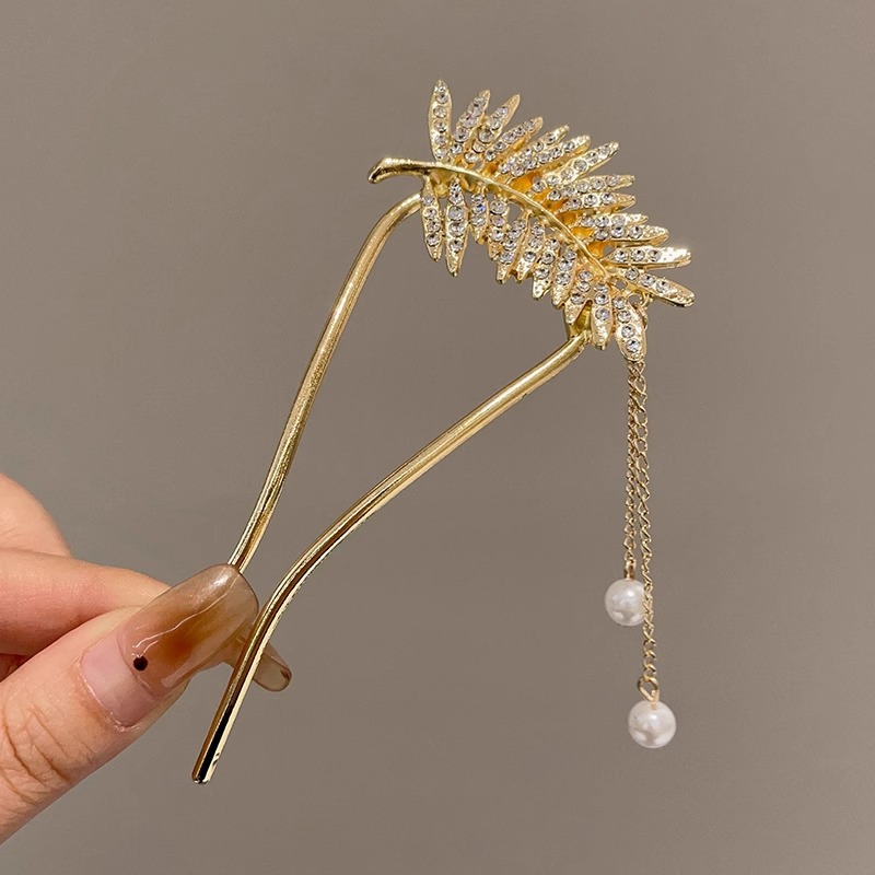 2025 nueva horquilla perla en forma de U, nueva horquilla de pelo de alto nivel femenino chino, horquilla, peine, dispositivo de fijación de cabello