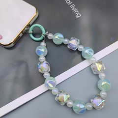 Factory fig bead lanyard beaded mobile phone lanyard round bead mobile phone chain short wrist lanyard