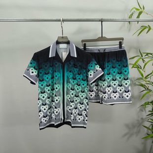 Fashionable shirt, shorts, hair mesh, set, beach trousers for men and women, 3D, print