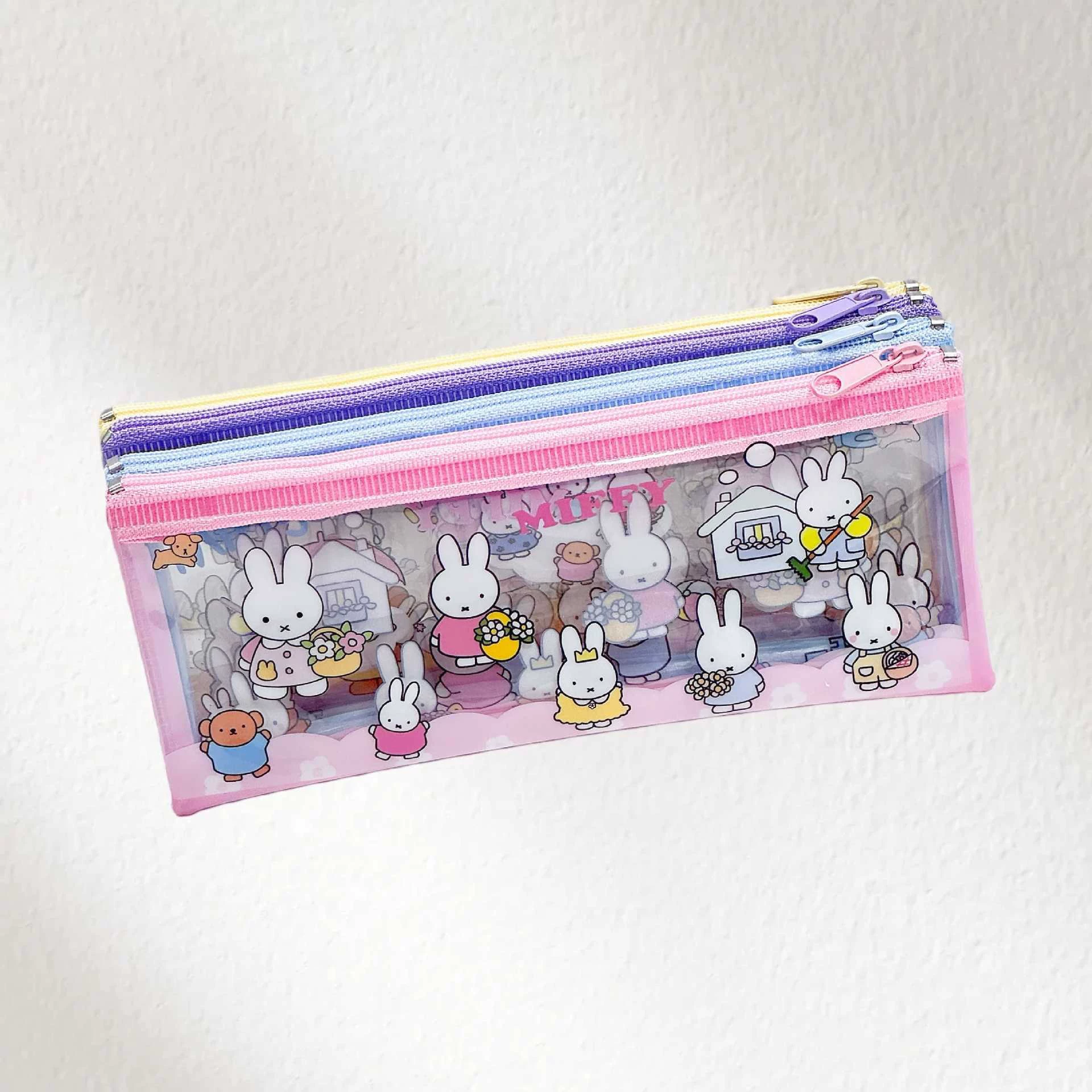 Cartoon cute waterproof pencil case with zipper for students PVC