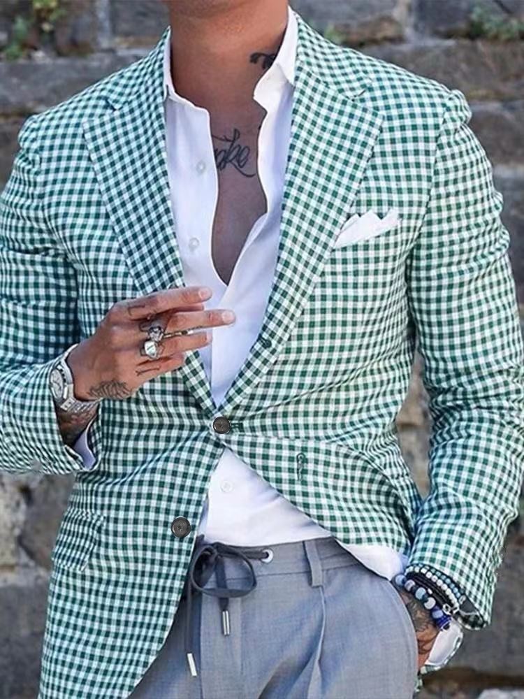 Nuevo comercio exterior transfronterizo primavera y otoño impresión digital reticular hombre traje casual traje casual chaqueta