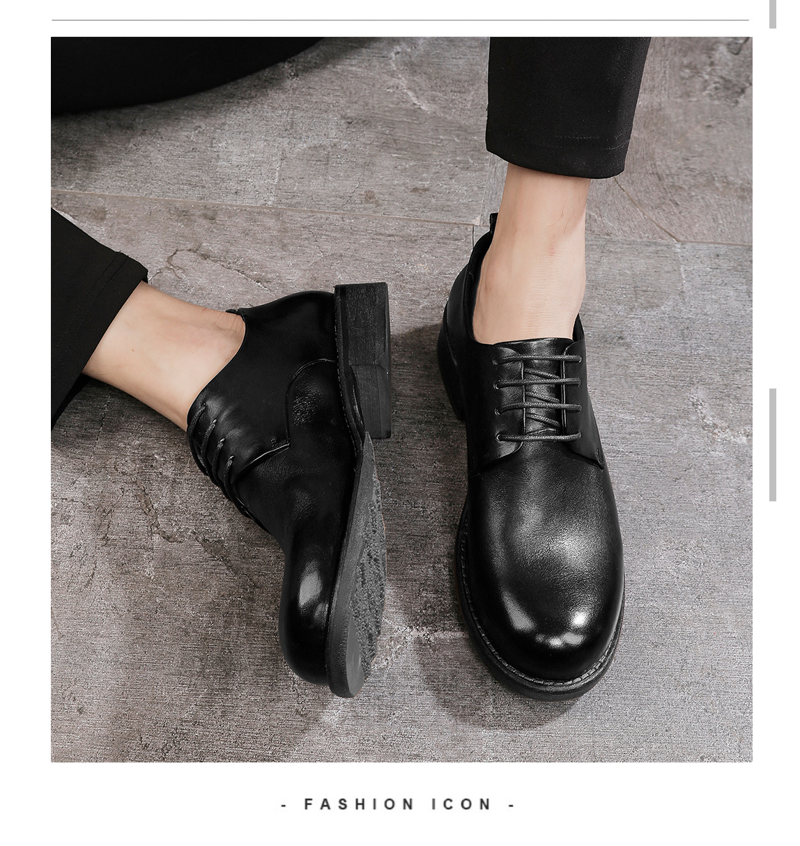 Chaussures en cuir à lacets pour hommes, semelle extérieure en cuir, tête ronde, décontractées, couche de tête, cuir de vache, couleur unie_voghion.com