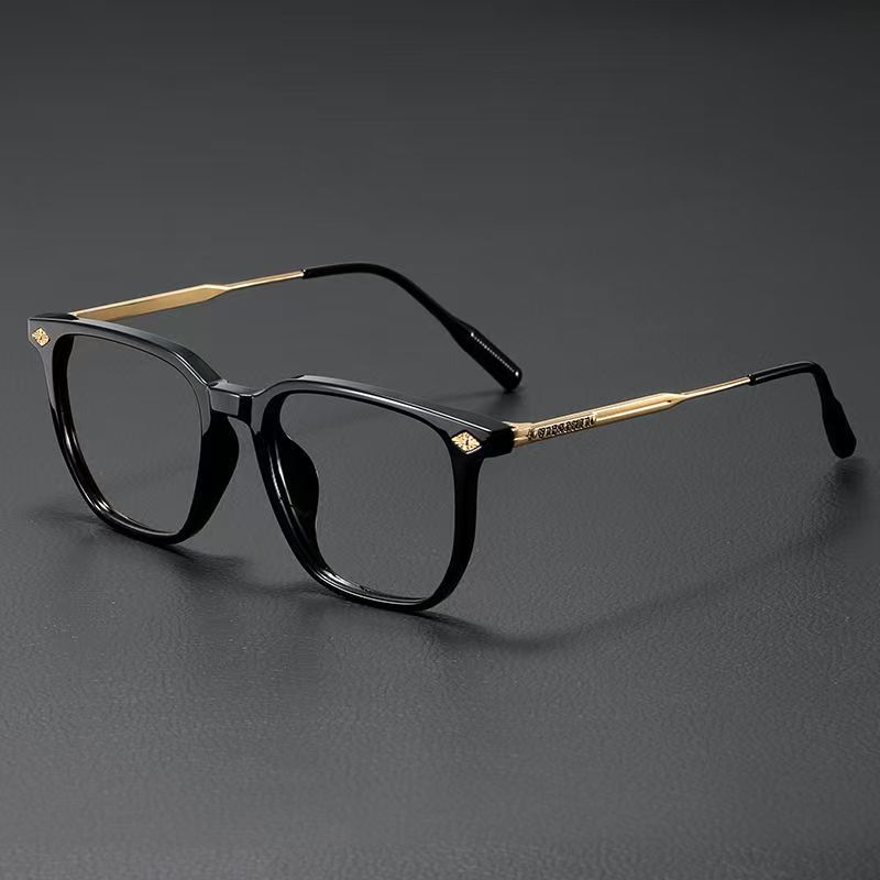 Men's Business Square Frame Myopia Can Be Equipped with Radiation-Proof Eye Protection Black Frame Versatile Glasses Frame Women's Anti-Blue Light Glasses