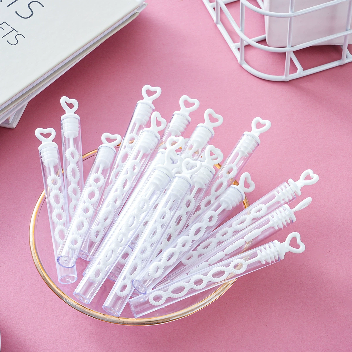 Трансграничная поставка пустых бутылочек мини-пробирок для сердечек, палочек для пузырей, 5-отверстных маленьких трубочек для выдувания пузырей, игрушка 4,5 мл