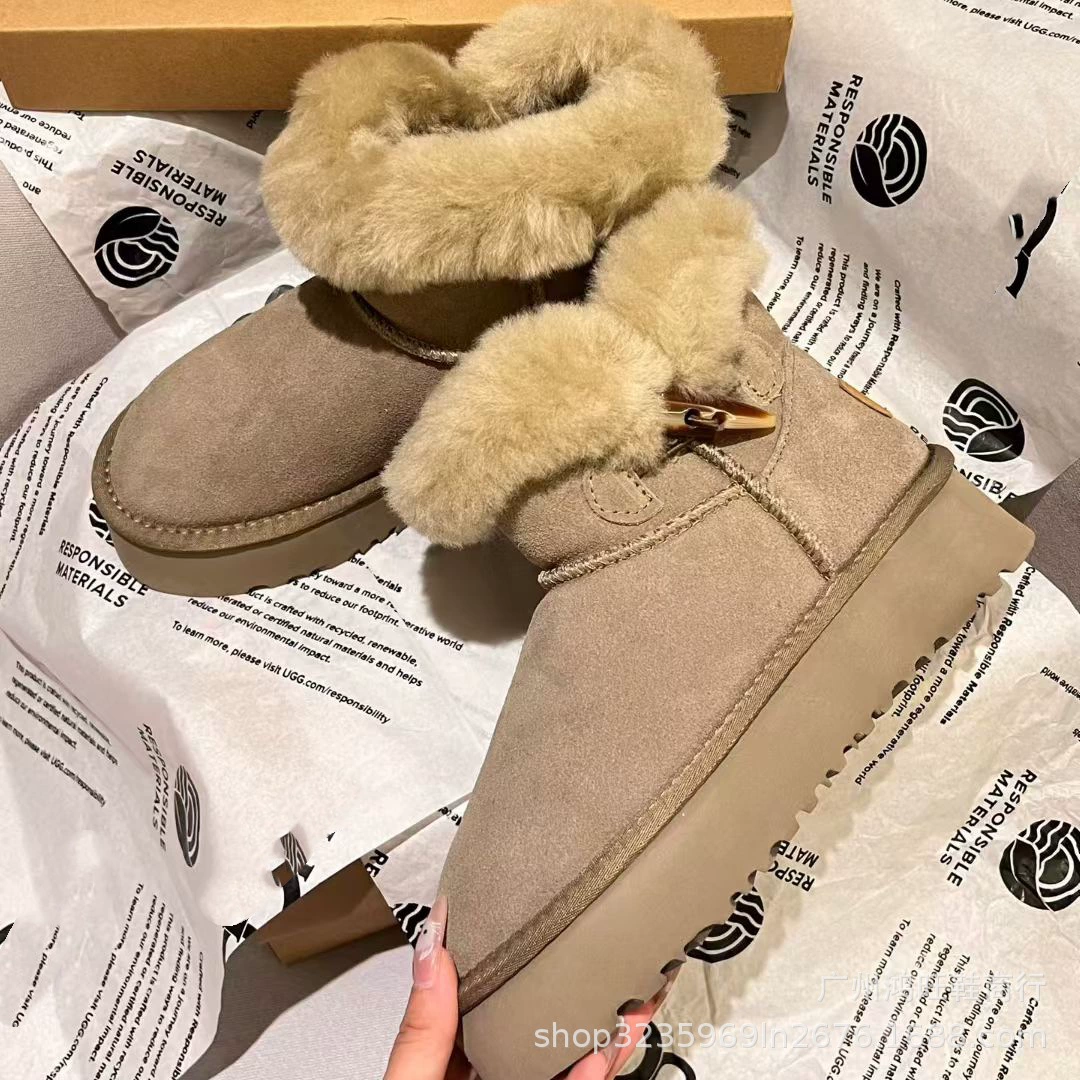 Полусапоги (ankle boots), натуральная кожа, с меховой подкладкой, противоскользящая платформа, EU 35–40