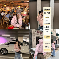 板栗可可Bankelili'街拍高手'哥特风梵文字母印花连帽开衫外套女