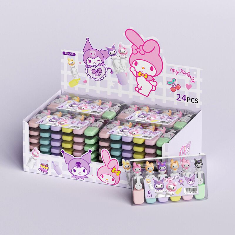 Cute Cartoon Sanli Mini 6-Color Highlighter Set with High Aesthetic Appeal for Students