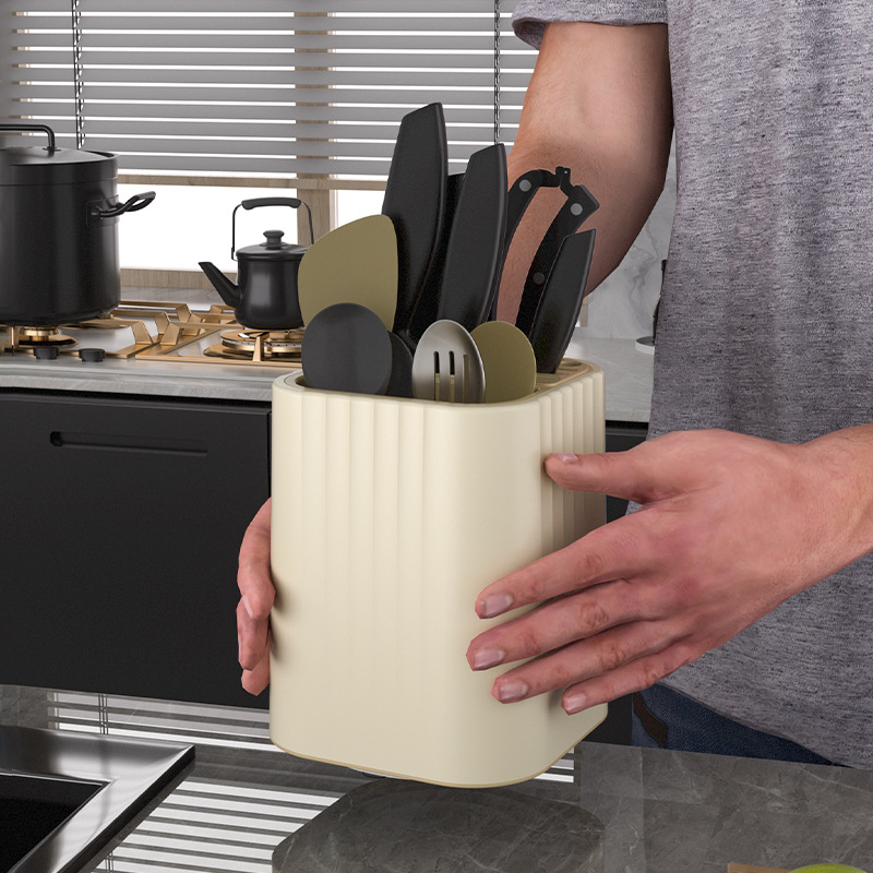 Titular de cuchillo giratorio de cocina estante de almacenamiento hogar multifuncional encimera palillos titular cuchillo de cocina cuchara caja de almacenamiento integrada