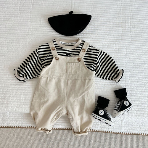 Autumn clothing for boys and girls, openable overalls, newborn outing jumpsuit, infant crawling suit 0095A010