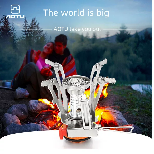Amazon Hot Sale Picnic Camping Integrated Mini Stove Head with Electronic Sparkle Portable Pocket Stove Stove
