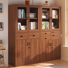 防尘书柜储物柜一体家用客厅靠墙置物柜办公室文件柜木质展示柜子