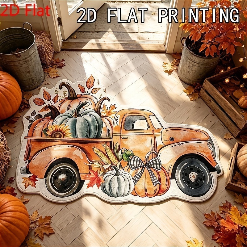 Amazon's new autumn pumpkin-themed car floor mats, featuring a unique design and faux cashmere material, are easy to clean and provide a fun, cartoon-like decoration