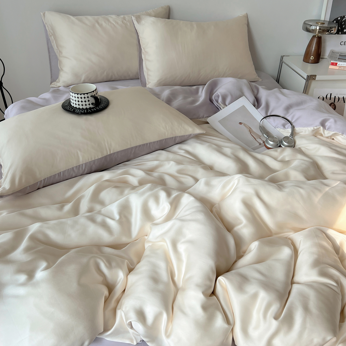 Silk Duvet Cover Set Summer Cooling Breathable Washable Soft_voghion.com
