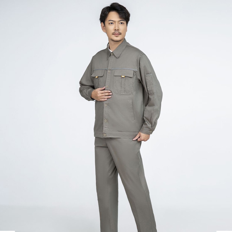 纯棉夏季薄款长袖吸汗透气工作服套装电焊汽修工地上衣耐磨劳保服|undefined