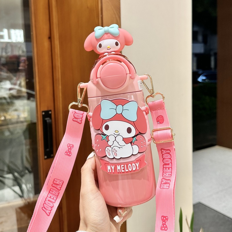 正版三丽鸥儿童水杯316保温杯学生上学便携斜跨水壶大容量吸管杯|undefined