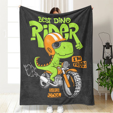 亚马逊热销卡通恐龙法兰绒毛毯毯子沙发家居加绒披毯盖毯午睡毯