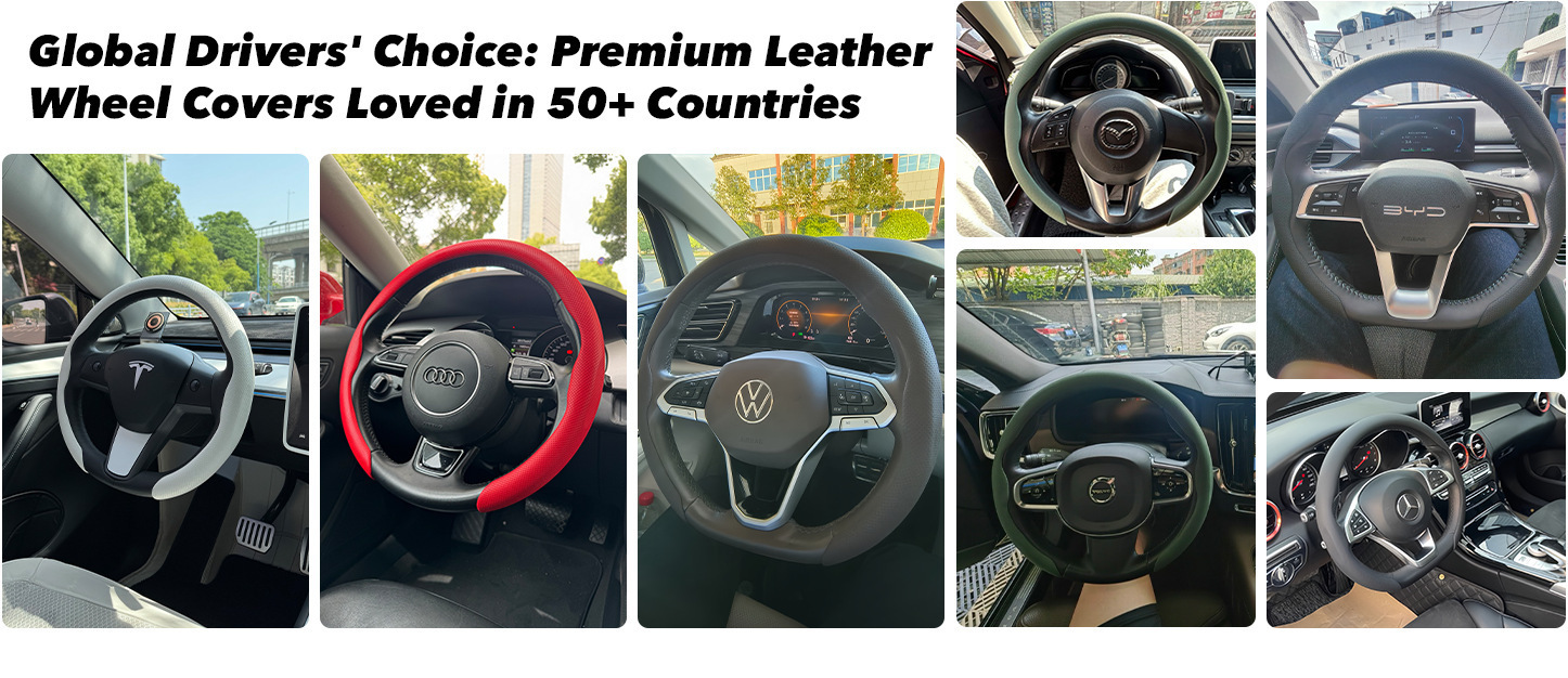 Cross-border bestseller 5D carbon fiber Nappa suede car steering wheel cover, breathable, sweat-absorbent, non-slip, wear-resistant, interior modification