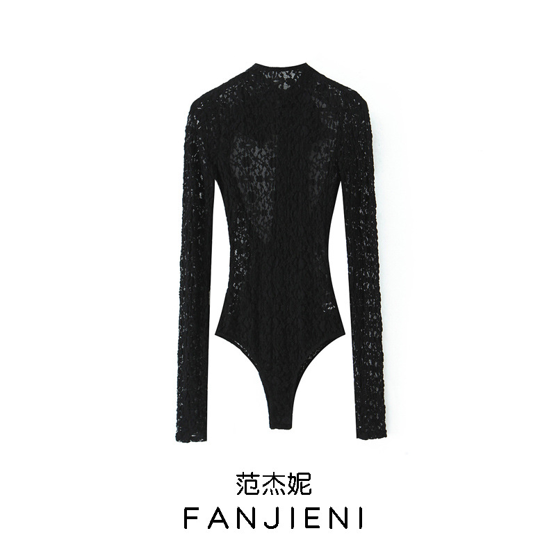 Zr Export Wholesale European and American Style Women's Fashion Silk Satin Texture Bow Decorated Lace Jumpsuit 466114