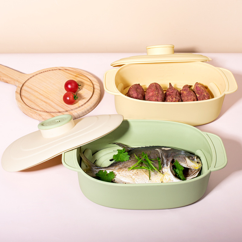国境を越えた人気のキッチンシリコン電子レンジ専用蒸し器、炊飯器、加熱蒸し器、シリコン蒸し魚、焼き鶏プレート|undefined