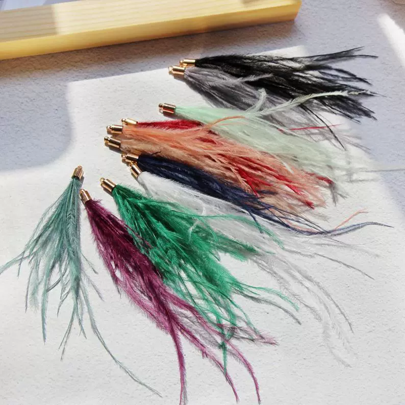 Трансграничные ювелирные изделия ручной работы аксессуары Южная Корея Сказочный темперамент Волосы страуса Длинные серьги с кисточками Серьги Материал серег