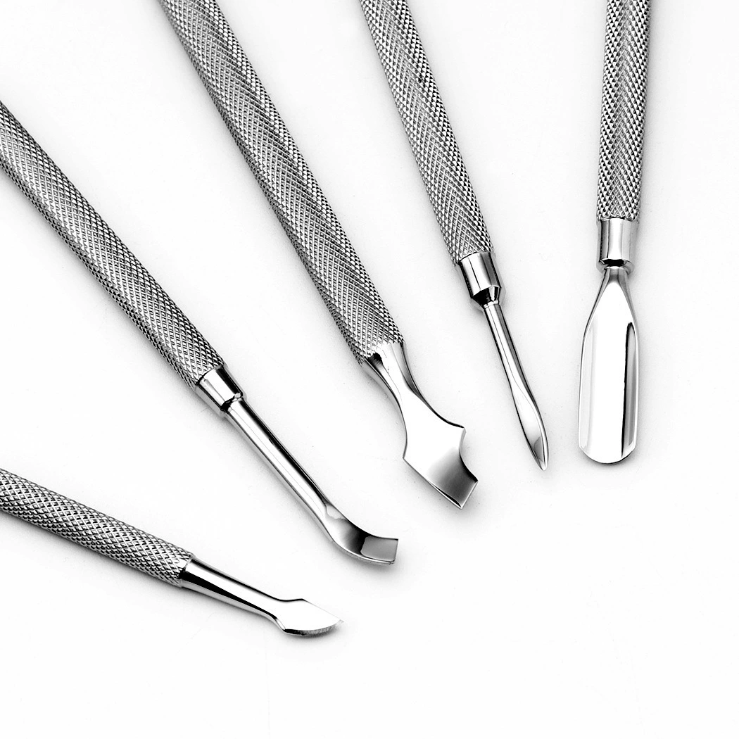 Двуглавый маленький стальной толчок из нержавеющей стали для удаления омертвевшей кожи Клей для ногтей Маникюрный Инструмент J13-3 Двуглавый стальной толчок