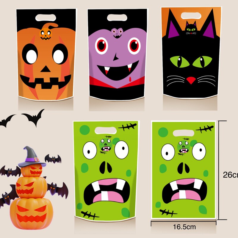 2025 新しいハロウィンキャンディバッグハロウィントートバッグ漫画パターンハンドバッグハロウィンギフト包装袋|undefined