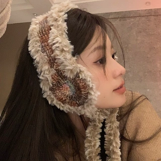 针织毛线耳罩女冬季毛茸茸绑带耳套加厚保暖防冻护耳耳捂子学生