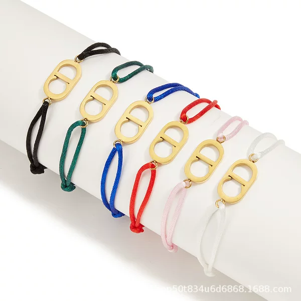 Cross-Border New Stainless Steel Pig Nose Bracelet Couple Braided Bracelet Fashionable Simple Adjustable Titanium Steel Bracelet