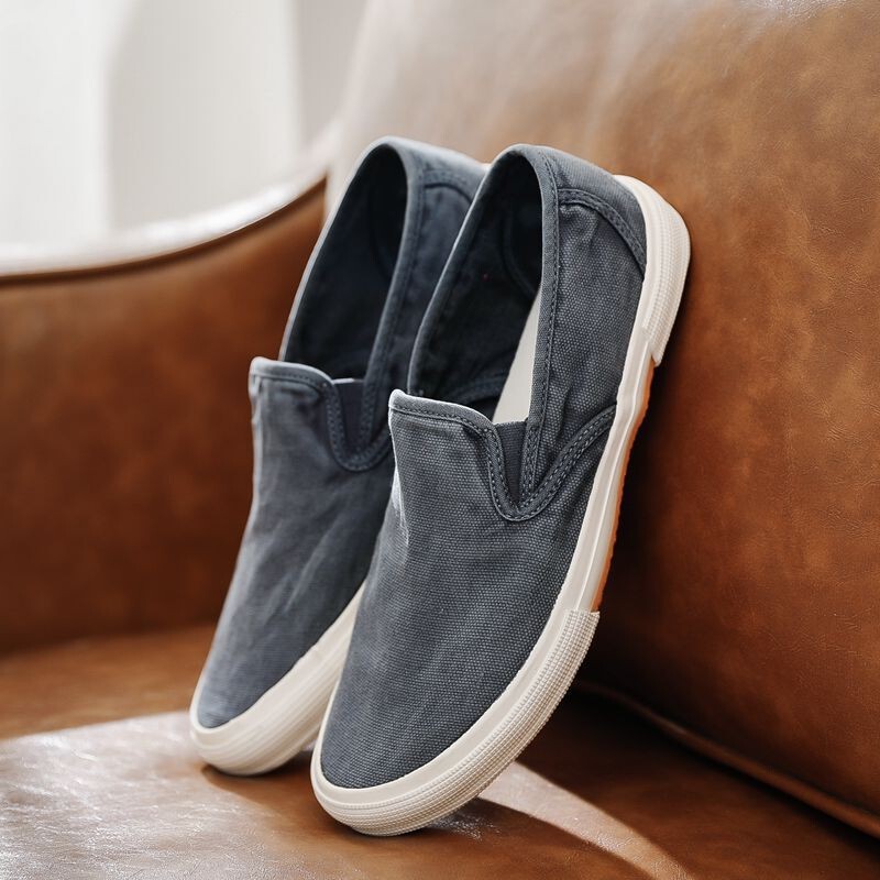 Korean Men's Shoes Men's Washed Canvas Shoes Slip-on Men's Shoes Deck Shoes Old Simple and Generous Youth Fashion Korean Men's Shoes Men's Washed Canvas Shoes Slip-on Men's Shoes Deck Shoes Old Simple and Generous Youth Fashion