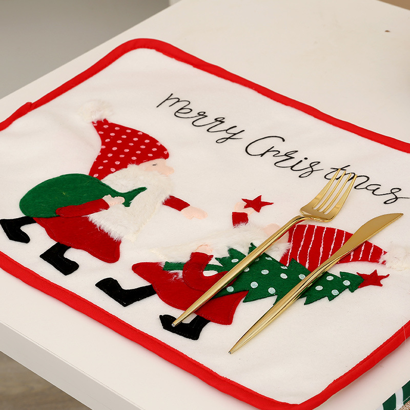 Christmas cross-border table mat decoration home supplies cartoon old man linen placemat atmosphere arrangement gift ornaments