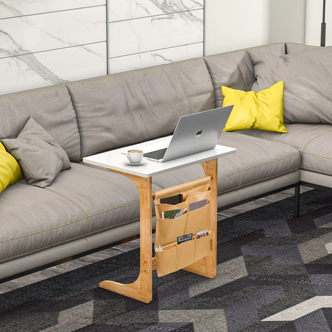 Mesa auxiliar de sofá minimalista moderna, mesa de té de madera maciza, escritorio, mesa pequeña, mesa plegable de oficina junto a la cama, multifuncional