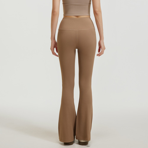 Micro-laid yoga pants for women, high-waisted, hip-lifting, nude sports wide-leg pants, Pilates training, fitness yoga pants, flared pants
