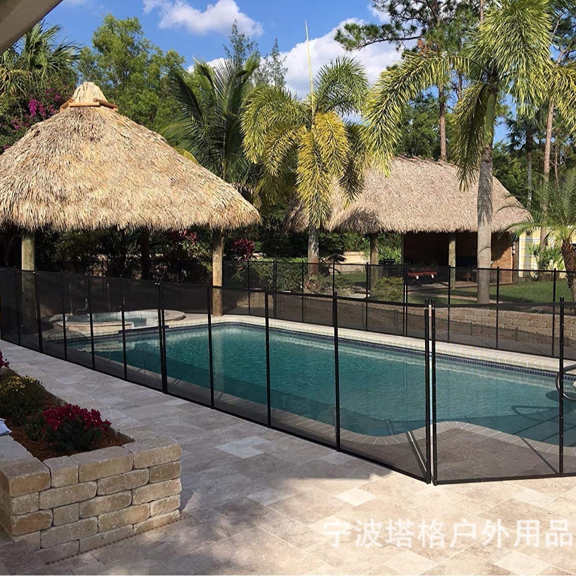 高品质泳池围栏特斯林布料铝管不锈钢围栏保护儿童宠物防护围栏