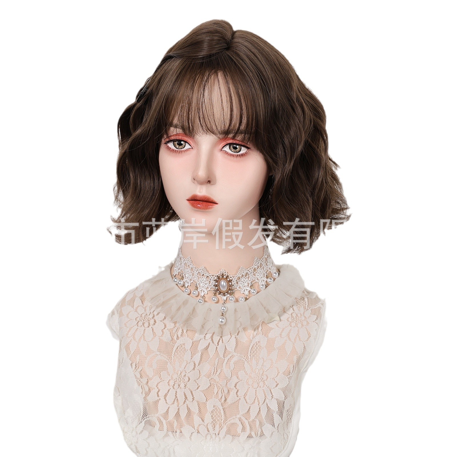 Nueva peluca de mujer red Lolita cabello corto rollo de lana rollo de cabello corto rollo perezoso moda realista fibra química cubierta de cabeza